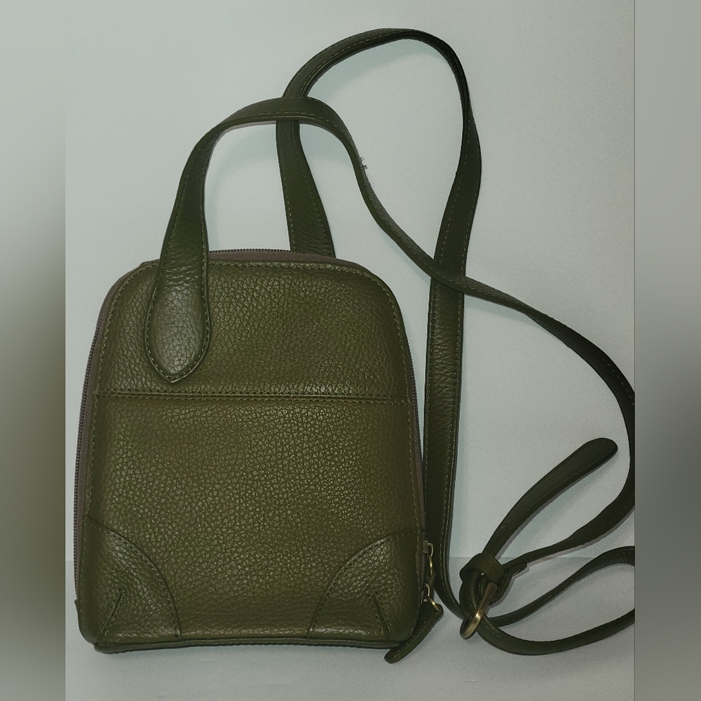 Bo Bo Bags California Genuine Leather Olive Green Cross Body Boho Chic NWOT
